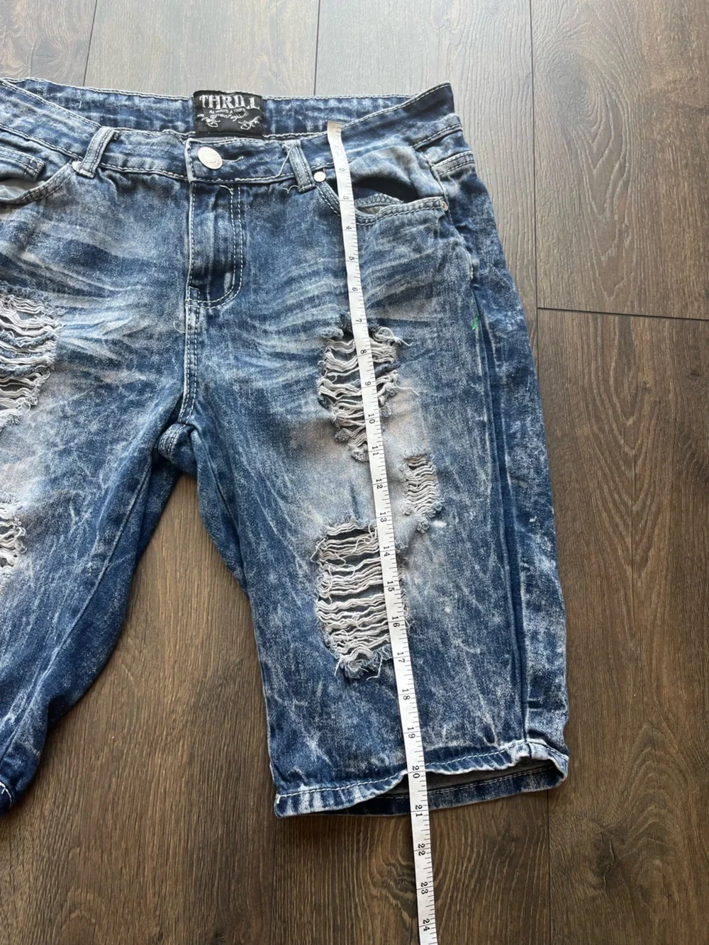 Thrill Distressed Denim Shorts